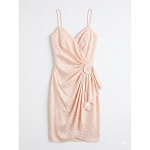 Vintage 90s 100% Silk Blush Pink Polka Dot Slip Dress Sz 2 Cocktail Feminine